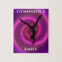 Gymnastics girl puzzle with child's name.