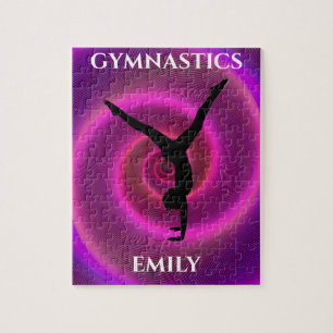 Gymnastics girl puzzle with child's name.