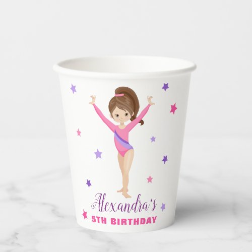 Gymnastics Girl Stars Birthday Party Paper Cups