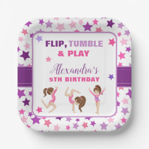 Gymnastics Girl Stars Birthday Party Paper Plates