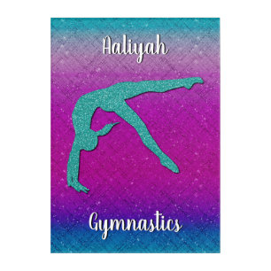 Gymnastics Girl Turquoise Magenta Ombre Acrylic Print
