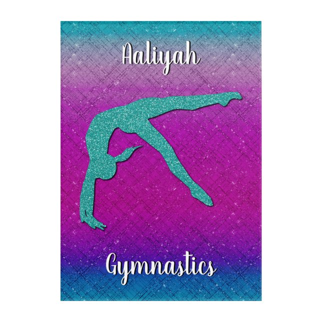 Gymnastics Girl Turquoise Magenta Ombre Acrylic Print (Front)