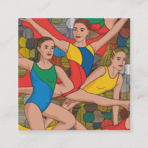 Gymnastics Girls Acro Dancers colorful pattern Enclosure Card