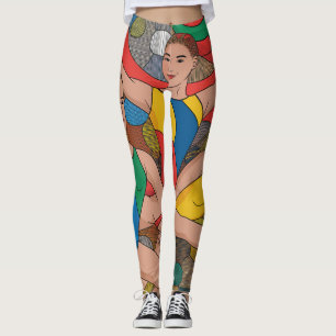 Gymnastics Girls Acro Dancers colorful pattern Leggings