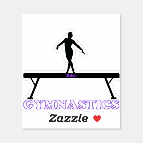 Gymnastics Girls Balance Beam Sticker w Name