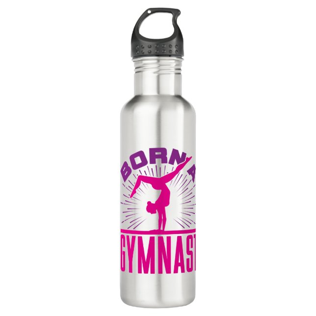 Gymnastics Girls Born a Gymnast Stainless Steel Water Bottle (Front)