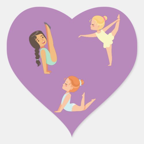 GYMNASTICS girls heart stickers Heart Sticker