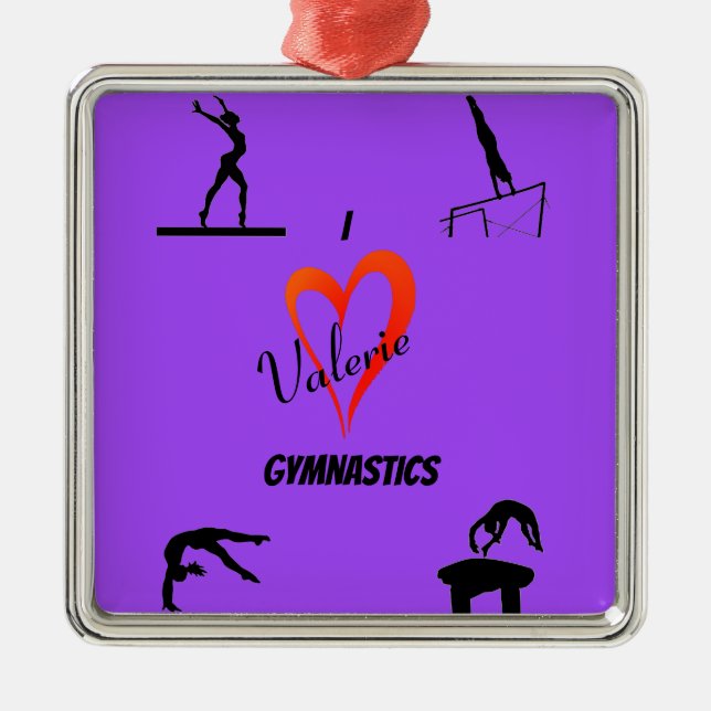 Gymnastics Girls Love Purple Ceramic Ornament (Front)