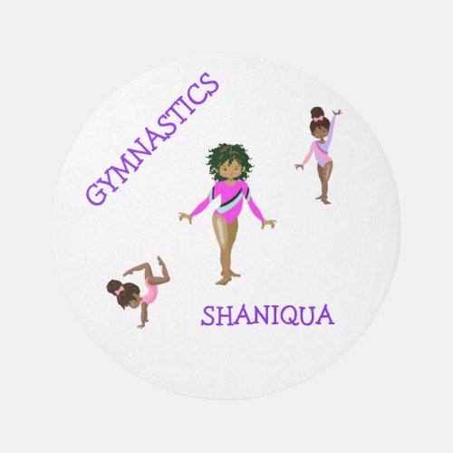 Gymnastics Girls on a  WHITE personalized Round Rug