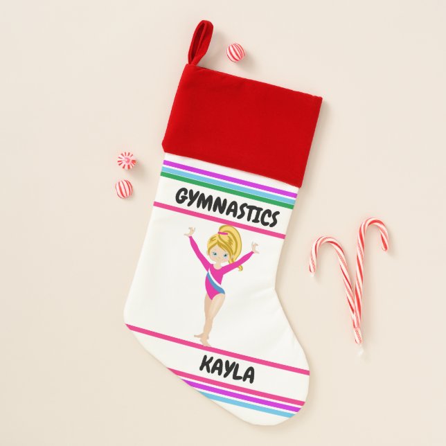 Gymnastics girls personalized christmas stocking (Front)