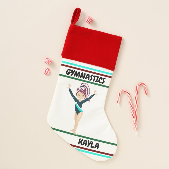Gymnastics girls personalized christmas stocking (Front)