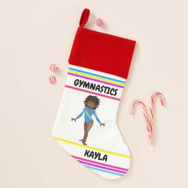 Gymnastics girls personalized christmas stocking (Front)