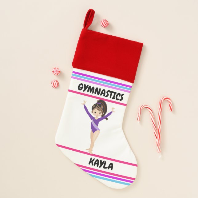 Gymnastics girls personalized christmas stocking (Front)