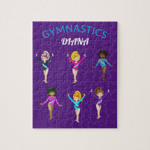 Gymnastics girls personalized gymnast puzzle. jigsaw puzzle