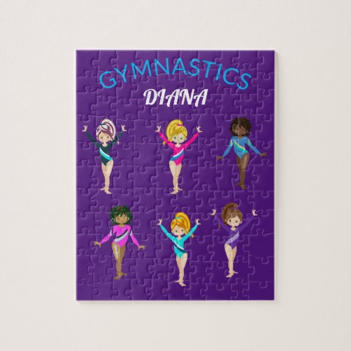 Gymnastics girls personalized gymnast puzzle jigsaw puzzle
