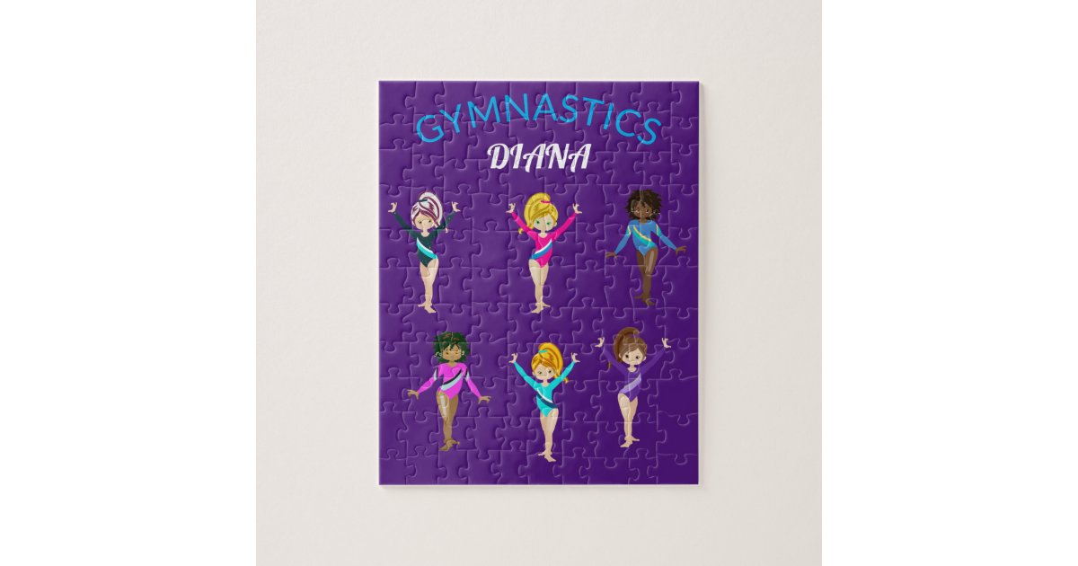Gymnastics girls personalized gymnast puzzle. jigsaw puzzle Zazzle