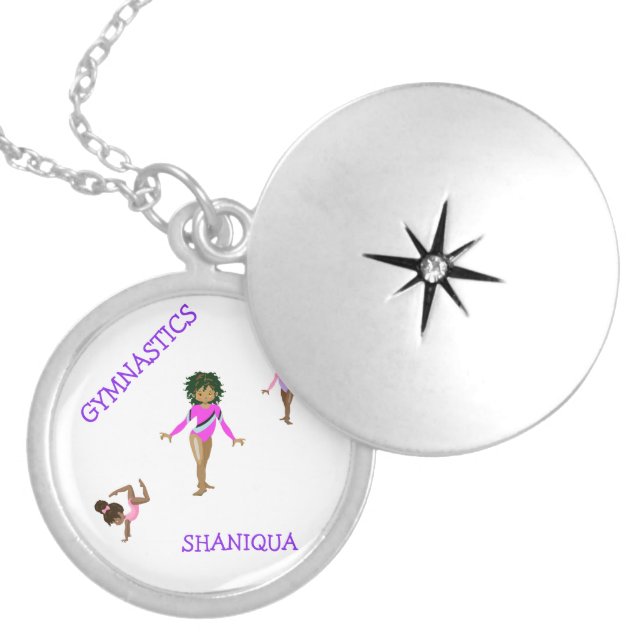 Gymnastics Girl's personalized Locket Necklace (Front)