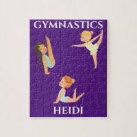GYMNASTICS girl's personalized puzzle. Jigsaw Puzzle