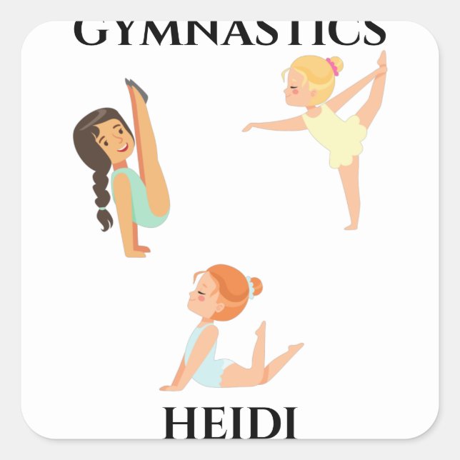 GYMNASTICS girl's personalized stickers. Square Sticker (Front)