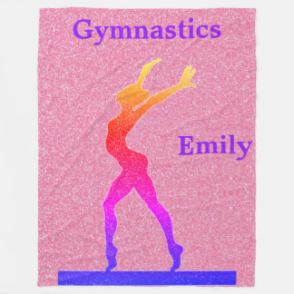 Gymnastics Girls Pink Sparkle Fleece Blanket