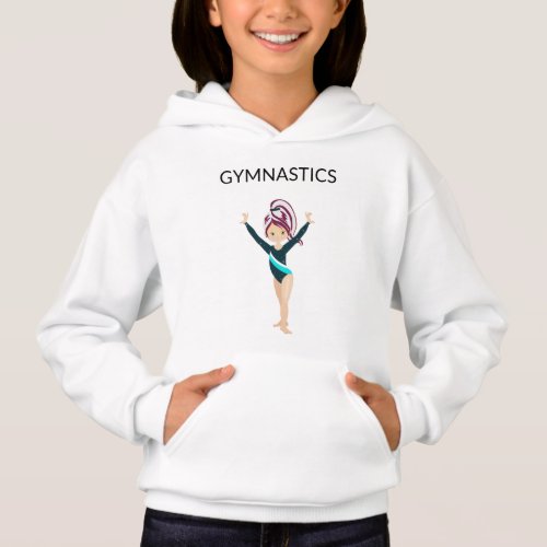 Gymnastics girls pullover hoodie with gymnast