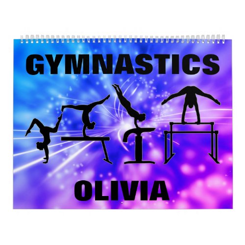 Gymnastics Girls Purple and Blue Calendar