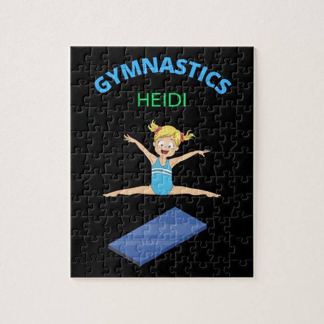 Gymnastics girls puzzle personalized. (Vertical)