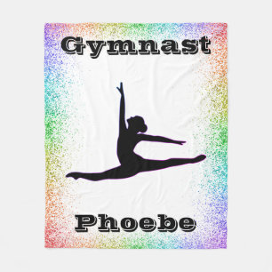 Gymnastics Girls Rainbow Trim Fleece Blanket