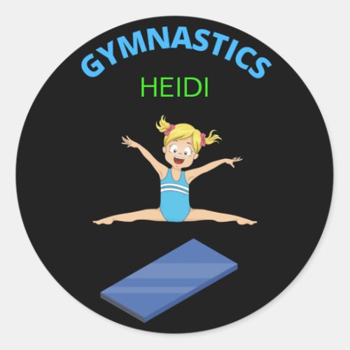 Gymnastics girls stickers personalized