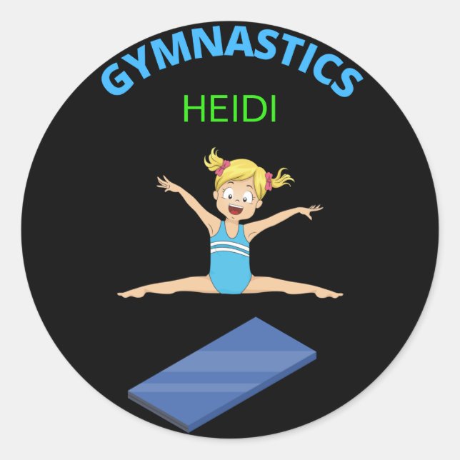 Gymnastics girls stickers personalized. (Front)