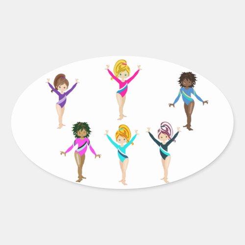 Gymnastics girls stickers with 6 gymnast