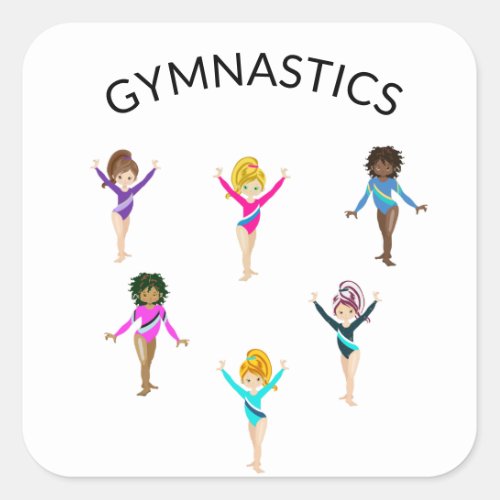 Gymnastics girls stickers with 6 gymnast