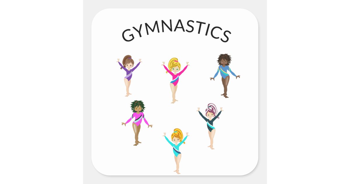 Gymnastics girl's stickers with 6 gymnast!