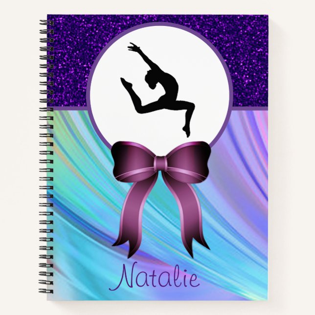 Gymnastics Glitter and Bow Notebook (Front)