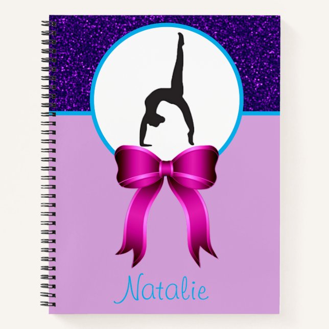 Gymnastics Glitter and Bow Notebook (Front)