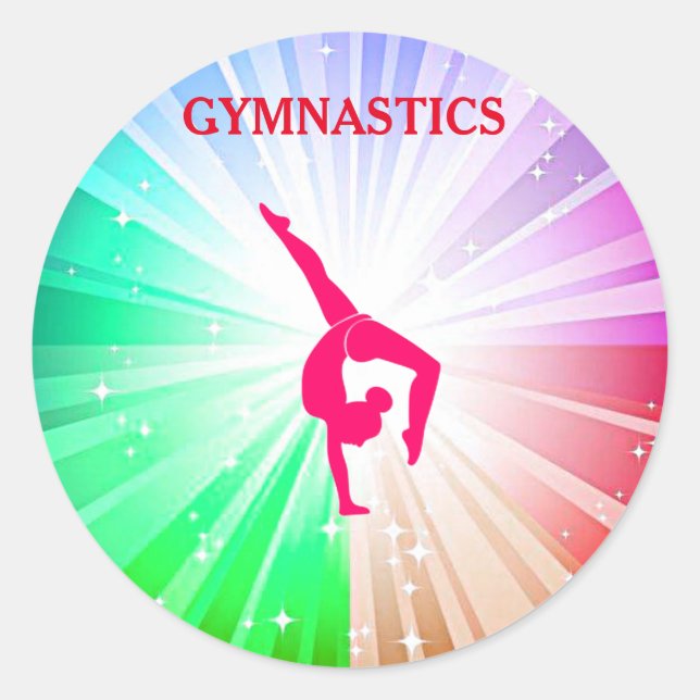 Gymnastics glossy round stickers. classic round sticker (Front)