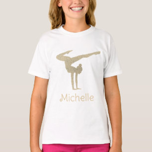 Gymnastics Gold Glitter Custom Name  T-Shirt