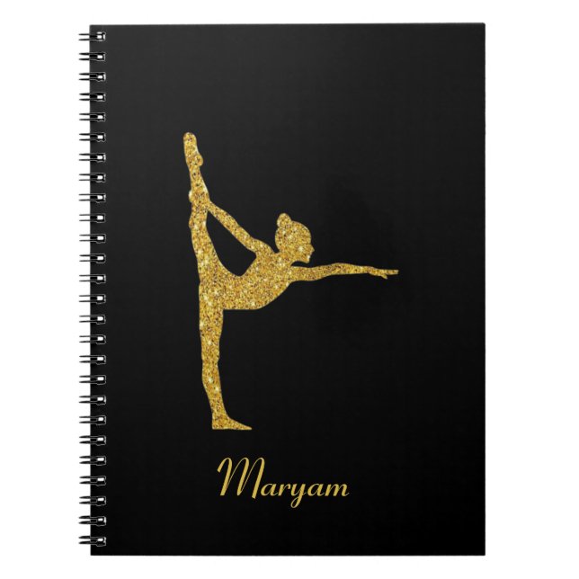 Gymnastics Gold Glitter Gymnast Notebook (Front)