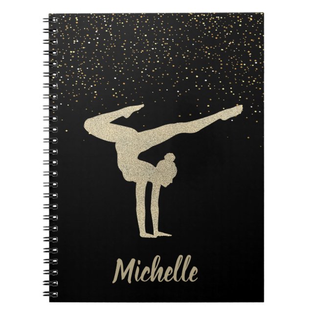 Gymnastics Gold Glitter  Notebook (Front)