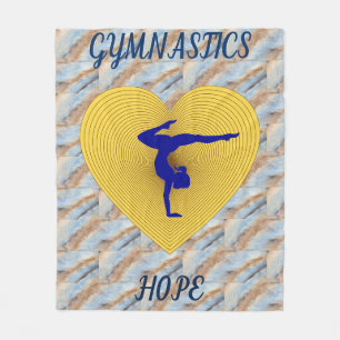 Gymnastics gold heart with gymnast fleece blanket