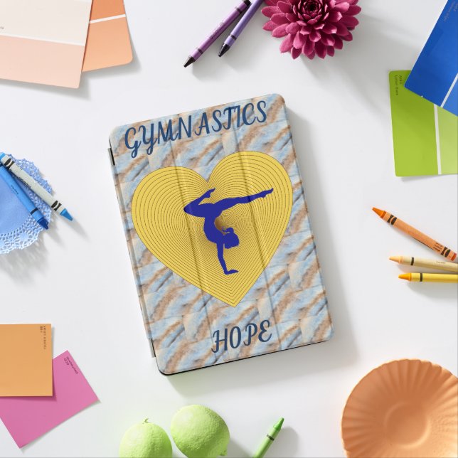 Gymnastics gold heart with gymnast  iPad pro cover (Desk)