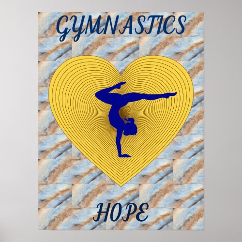 Gymnastics gold heart with gymnast  poster