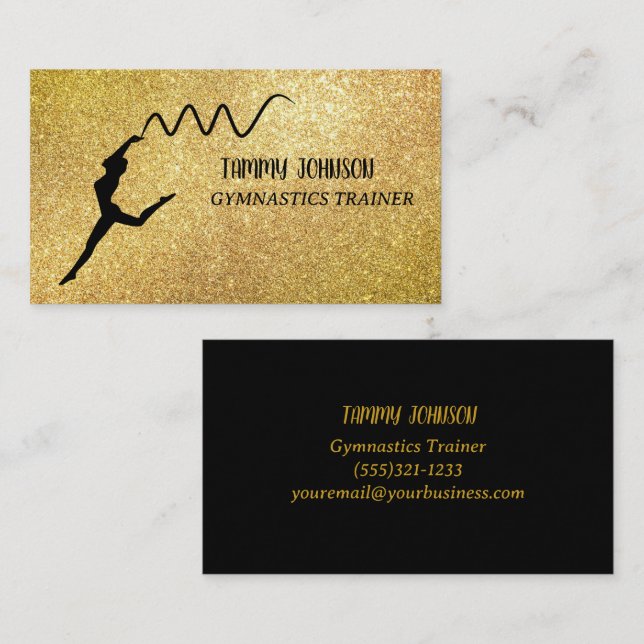 Gymnastics Gold Sparkle   Business Card (Front/Back)