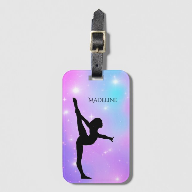 Gymnastics Gradient w/ Name of Gymnast Luggage Tag (Front Vertical)