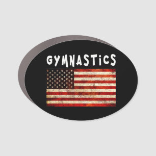 Gymnastics Grunge American USA Flag Car Magnet