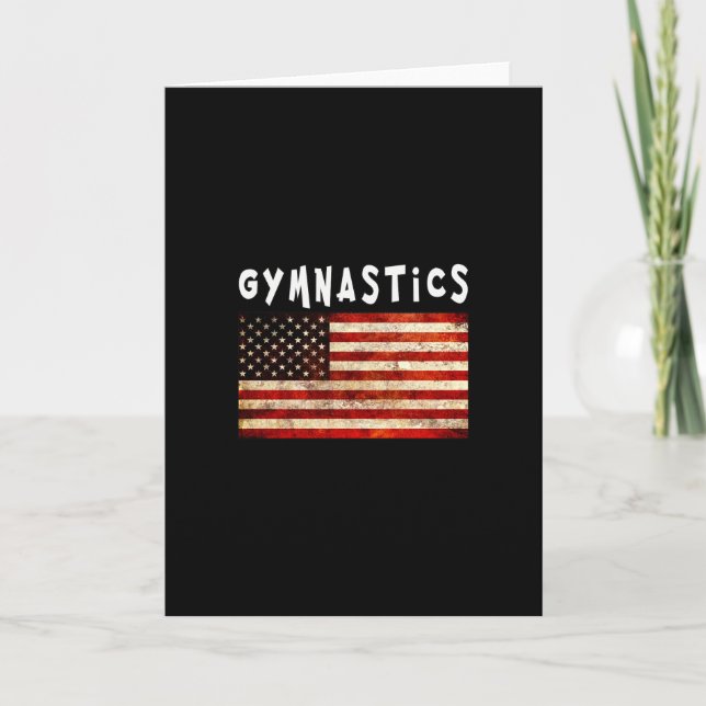 Gymnastics Grunge American USA Flag Card (Front)