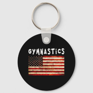 Gymnastics Grunge American USA Flag Keychain