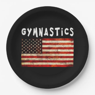 Gymnastics Grunge American USA Flag Paper Plates