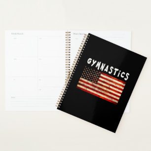 Gymnastics Grunge American USA Flag Planner