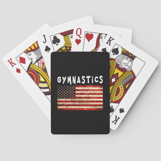 Gymnastics Grunge American USA Flag Poker Cards (Back)